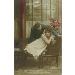 1914 - Romantic postcard. Original paper image. Old photo. Colored photo sheet, old postcard. (2792663)