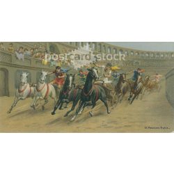   The work of William Hounsom Byles (British, 1872-circa 1940). Roman chariot race. Lithography. London Carreras LTD. in its release. The 8th from a series of historical and modern competitions (2792664)