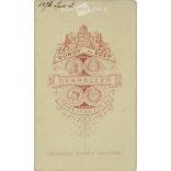 Late 1870s. Full-length studio photo of a soldier. The person in the picture is unknown. Original paper image. The photo was taken in the photography studio of Gondy and Egey. in Debrecen. Old photo, business card, CDV photo. (2792676)