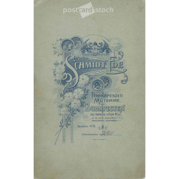 1910s. Members of the lady’s court. The persons in the picture are unknown. The photo was taken in Schmidt Ede’s photography studio in Budapest. Old photo, original cabinet photo / hardback photo. (2792679)