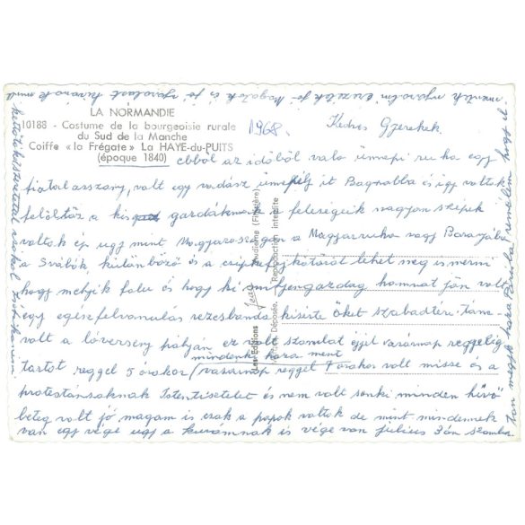 1968  - Normandy, the costume of the rural bourgeoisie. French postcard. Original paper image. Old photo. Colored photo sheet, old postcard. (2792684)