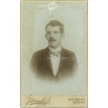 1890s. Studio photo of a young man. The person in the picture is unknown. The work of the photography studio of J. Istvánffy. Keszthely. Old photo, business card, CDV photo. (2792687)