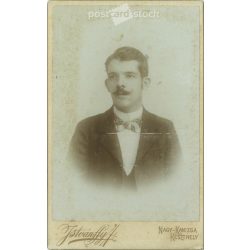   1890s. Studio photo of a young man. The person in the picture is unknown. The work of the photography studio of J. Istvánffy. Keszthely. Old photo, business card, CDV photo. (2792687)