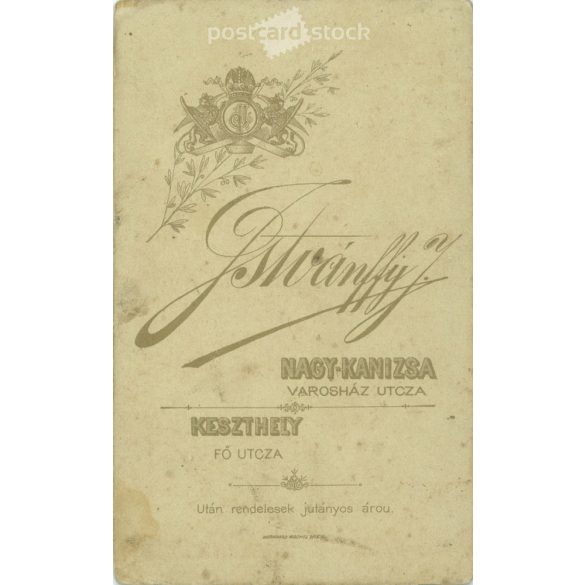 1890s. Studio photo of sisters. The persons in the picture are unknown. The work of the photography studio of J. Istvánffy. Keszthely. Old photo, business card, CDV photo. (2792688)