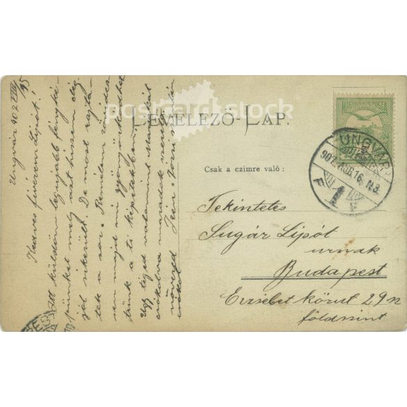 1907. Ungvar. In twos. Original paper image. Old photo. Black and white photo sheet, old postcard. (2792691)