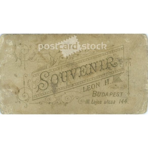 1910s. Studio photo of young woman. The person in the picture is unknown. The work of Leon H. photography studio. Budapest. Old photo, business card, CDV photo. (2792702)