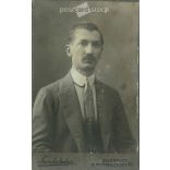 Early 1900s. Studio photo of a young man. The person in the picture is unknown. The work of the photography studio in Szerdahely. Budapest. Old photo, business card, CDV photo. (2792703)