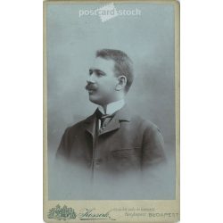   1906. Studio photo of a young man. The person in the picture is unknown. The work of the photography studio of József Kossak. Budapest. Old photo, business card, CDV photo. (2792704)