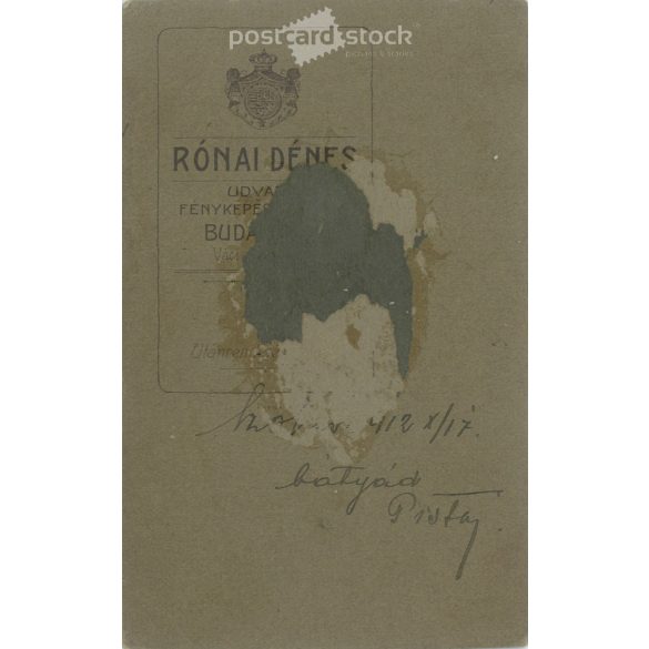 1912. Studio photo of a young man. The person in the picture is unknown. The work of Dénes Rónai’s photography studio. Budapest. Old photo, business card, CDV photo. (2792706)