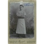1915. Studio photo of a young apprentice. The person in the picture is unknown. The work of the photography studio Strempel. Vienna. Old photo, business card, CDV photo. (2792709)