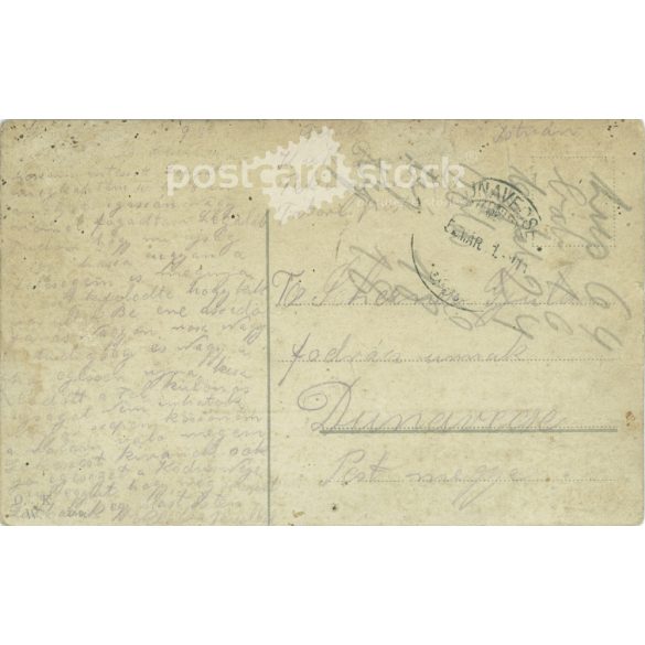 1914 - War menu, with a humorous menu. Old photo. Photo on paper, reproduction of a colored photo, old postcard, print. (27927179)