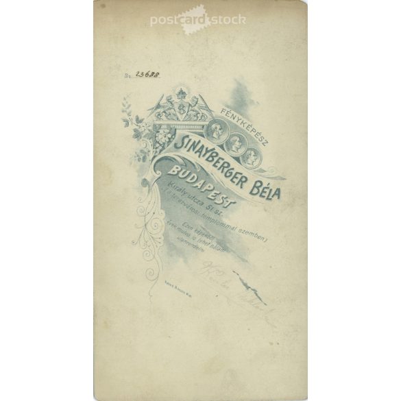 Early 1900s. Studio photo of an elegant man, full-figured. The work of Béla Sinayberger’s photography studio. Budapest. Old photo, original cabinet photo / hardback photo. (2792725)