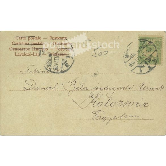 1904. Cheerful postcard. Paper picture, colored photo sheet, old postcard, print. (2792732)