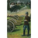 1912. Romantic military postcard. Paper picture, colored photo sheet, old postcard, print. (2792734)