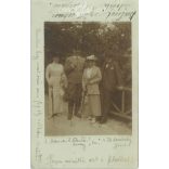 1916 - Group photo on vacation. Second from left is Major Valentic. Original paper image. Old photo. Black and white photo sheet, old postcard. (27925737)
