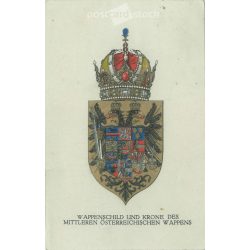   1916 - Österreichisches Wappen, Schild und Krone. Vergoldete Grafik, alte Postkarte. (27925738)