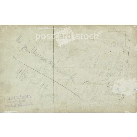 1915. Studio recording of a young couple. The persons in the picture are unknown. Produced by Károly Ellei photography studio. Úlpest. Gelatin silver. Original paper image. Old photo. Black and white photo sheet, old postcard. (27925740)