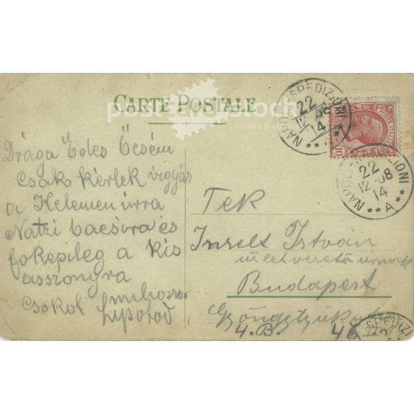 1908 - Garibaldi Barracks. Naples. Original paper image. Old photo. Colored photo sheet, old postcard. (2792741)