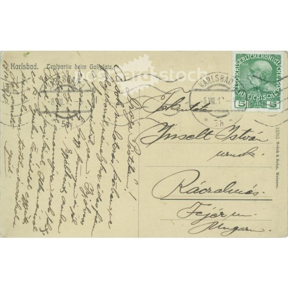 1912 - Karlsbad. Czech Republic. Original paper image. Old photo. Colored photo sheet, old postcard. (2792742)