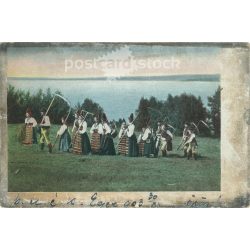   1903 - Reapers. Mouse. Original paper image. Old photo. Colored photo sheet, old postcard. (2792746)