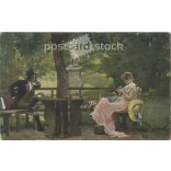 Romantic postcard. Reproduction, print, old postcard. (27925749)