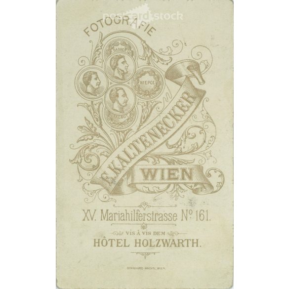 Circa 1900. Studio photo of unknown man. This is the work of the Kaltenecker photography studio. Vienna. Old photo, business card, CDV photo. (2792761)