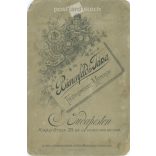 Late 1800s. Studio photo of a young lady. The person in the picture is unknown. The photo was taken by Bienenfeld and Társa photography studio. Budapest. Old photo, original cabinet photo / hardback photo. (2792763)