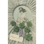 1907 - New Year’s greeting, old postcard, greeting card. Lithographed, unique graphics. (2792764)