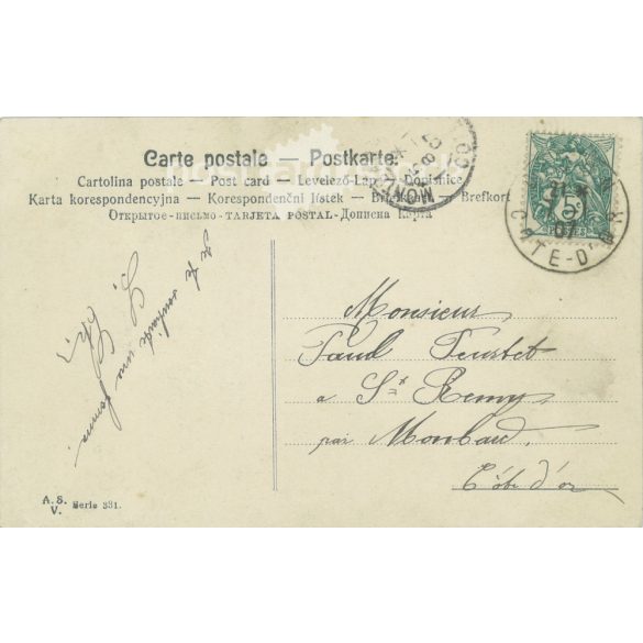 1907 - New Year’s greeting, old postcard, greeting card. Lithographed, unique graphics. (2792764)