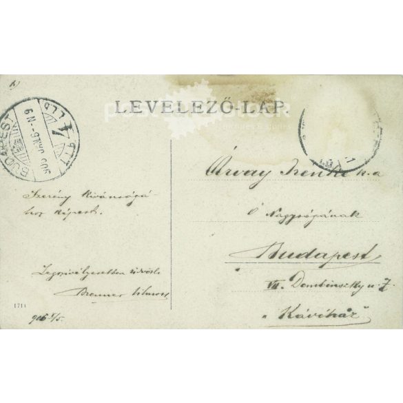 1906 - Studio shot of Vilmos Benner, with top hat and walking stick. The picture was taken in Budapest, the maker is unknown. Original paper image. Old photo. Black and white photo sheet, old postcard. (27925767)