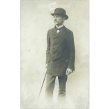 1914 - Studio recording of retired teacher Gusztáv Lanner. The picture was taken in Rákospalota, the maker is unknown. Original paper image. Old photo. Black and white photo sheet, old postcard. (27925768)