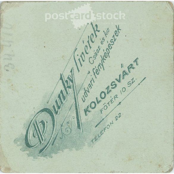 Late 1800s. Elegant woman, studio photo. The person in the picture is unknown. The work of Dunky Fivérek photography studio. Cluj. Old photo, original cabinet photo / hardback photo. (2792774)