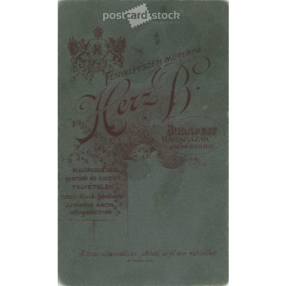 Early 1900s. A gentleman in a hat, his studio photo. The person in the picture is unknown. The work of Herz B. photography studio. Budapest. Old photo, original cabinet photo / hardback photo. (2792778)