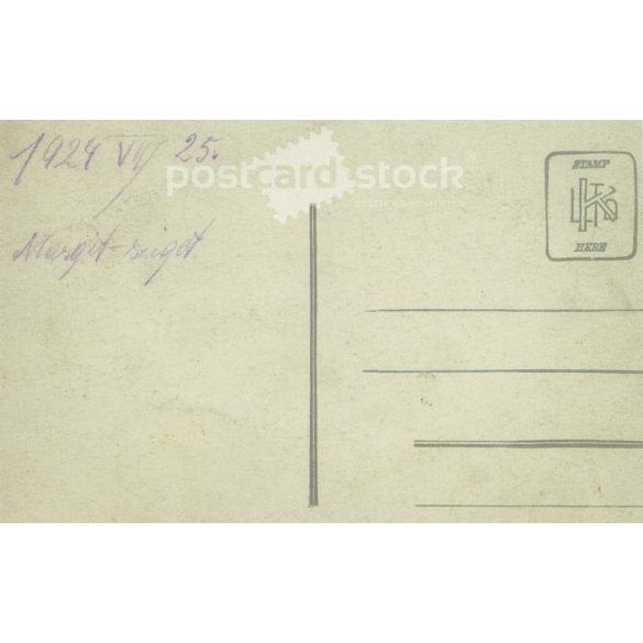 1924. Margaret Island. Young couple on the beach. The identity of the people in the picture and the creator of the picture are unknown. Original paper image. Old photo. Black and white photo sheet, old postcard. (27925787)