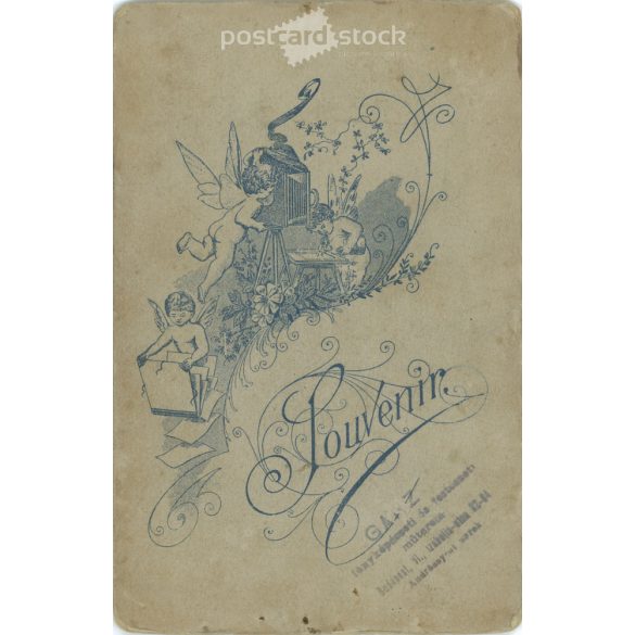 Early 1900s. Studio photo of a young man. The persons in the picture are unknown. The work of the photography studio of Lipót Ganz. Budapest. Old photo, original cabinet photo / hardback photo. (2792790)