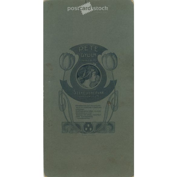 1908. Studio photo of an elegant man. The person in the picture is unknown. The work of Pete Gyula’s photography studio. Székesfehérvár. Old photo, original cabinet photo / hardback photo. (2792791)