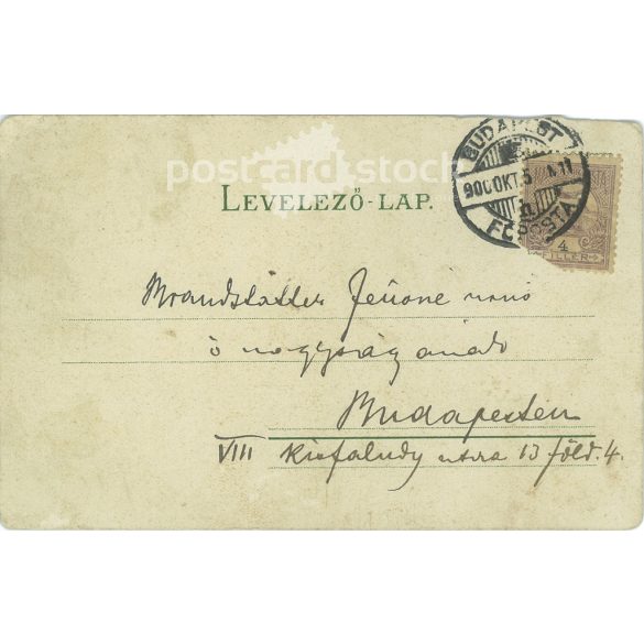 1900 - Weekend forecast and greetings. Colored unique graphic, old postcard, romantic greeting card. (2792795)