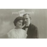 1912 - Lajos Burghardt and his wife, studio photo. The photo was taken by the Brenner brothers’ photography studio in Szeged. Original old photo. Black and white photo, old postcard. (2792800)