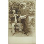 Occasional performance. The people in the picture and the photographer are unknown. Original old photo. Black and white photo, old postcard. (2792808)