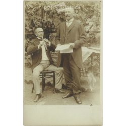   Occasional performance. The people in the picture and the photographer are unknown. Original old photo. Black and white photo, old postcard. (2792808)