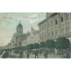   1908 - Detail of Andrássy Square, Arad. Original paper image. Colored photo, old postcard. (2792822)