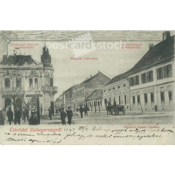 1905 – Zala County Central Savings Bank, Zalaegerszeg. Original paper image. Colored photo, old postcard. (2792824)