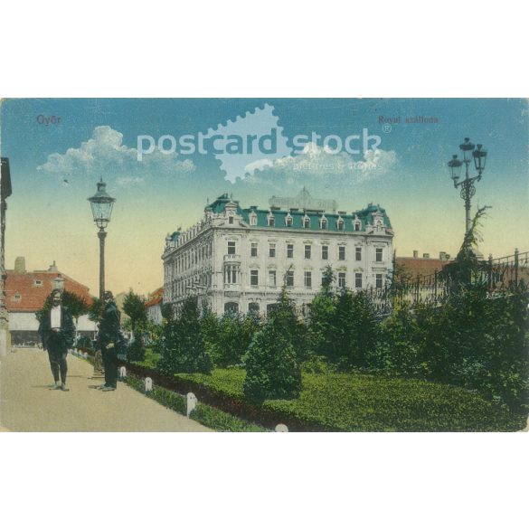 1917 – Royal Hotel, Győr. Original paper image. Colored photo, old postcard. (2792829)