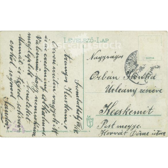 1917 - Royal Hotel, Győr. Original paper image. Colored photo, old postcard. (2792829)