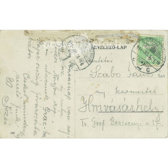 1914 - Railway Station, Szombathely. Original old photo. Black and white photo sheet, old postcard. (2792830)