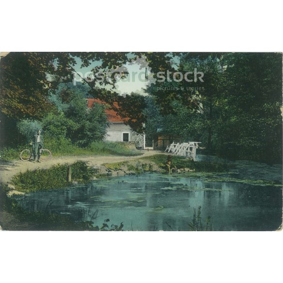 1917 – Detail of Tapolca Bath, Miskolc. Published by Bertalan Balla. Original paper image. Colored photo, old postcard. (2792843)