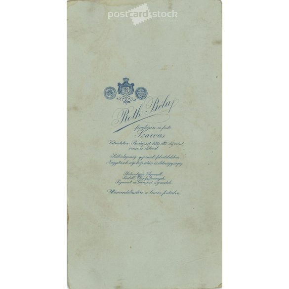 Studio portrait photo of an elegant gentleman. The person in the photo is known. The photo was taken in Béla Roth’s photo studio in Szarvas. Old photo. Original  Cabinet card / CDV photo / hardback photo. (2792848)