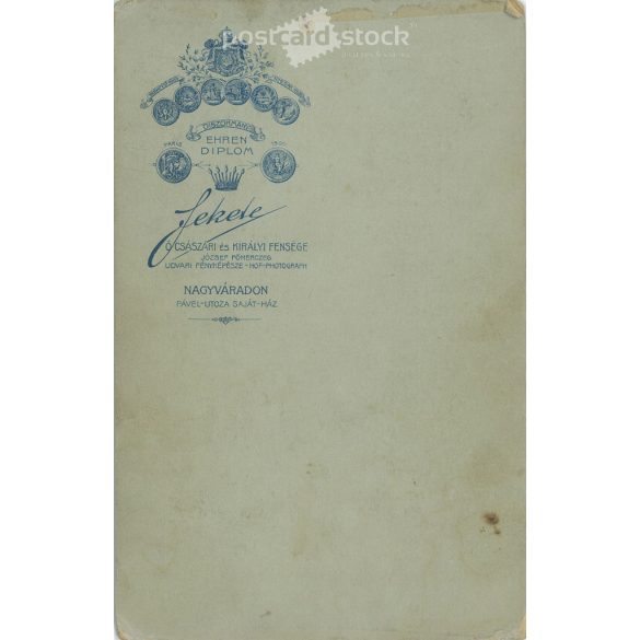 cca 1900. Studio portrait photo of an elegant, bearded, older gentleman. The photo was taken in the Fekete photo studio, Oradea. Old photo. Original  Cabinet card / CDV photo / hardback photo. (2792850)