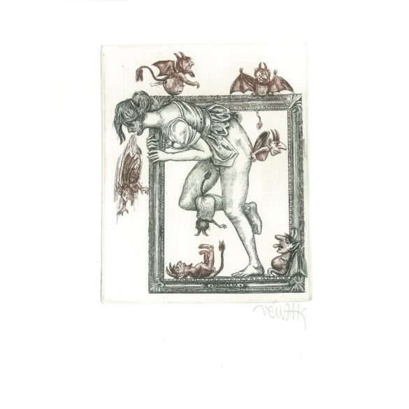 Zoltán Vén (1941-): Small Gallery. Signed, original etching. Painting/graphic. (2792856)