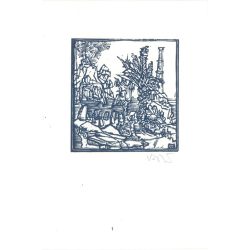   Róbert Kőnig: From Cornwall to Edinburgh 1987 - graphic epigrams. Cornwall I. X3. Marked, original woodcut. Painting and graphics category. (2792865)